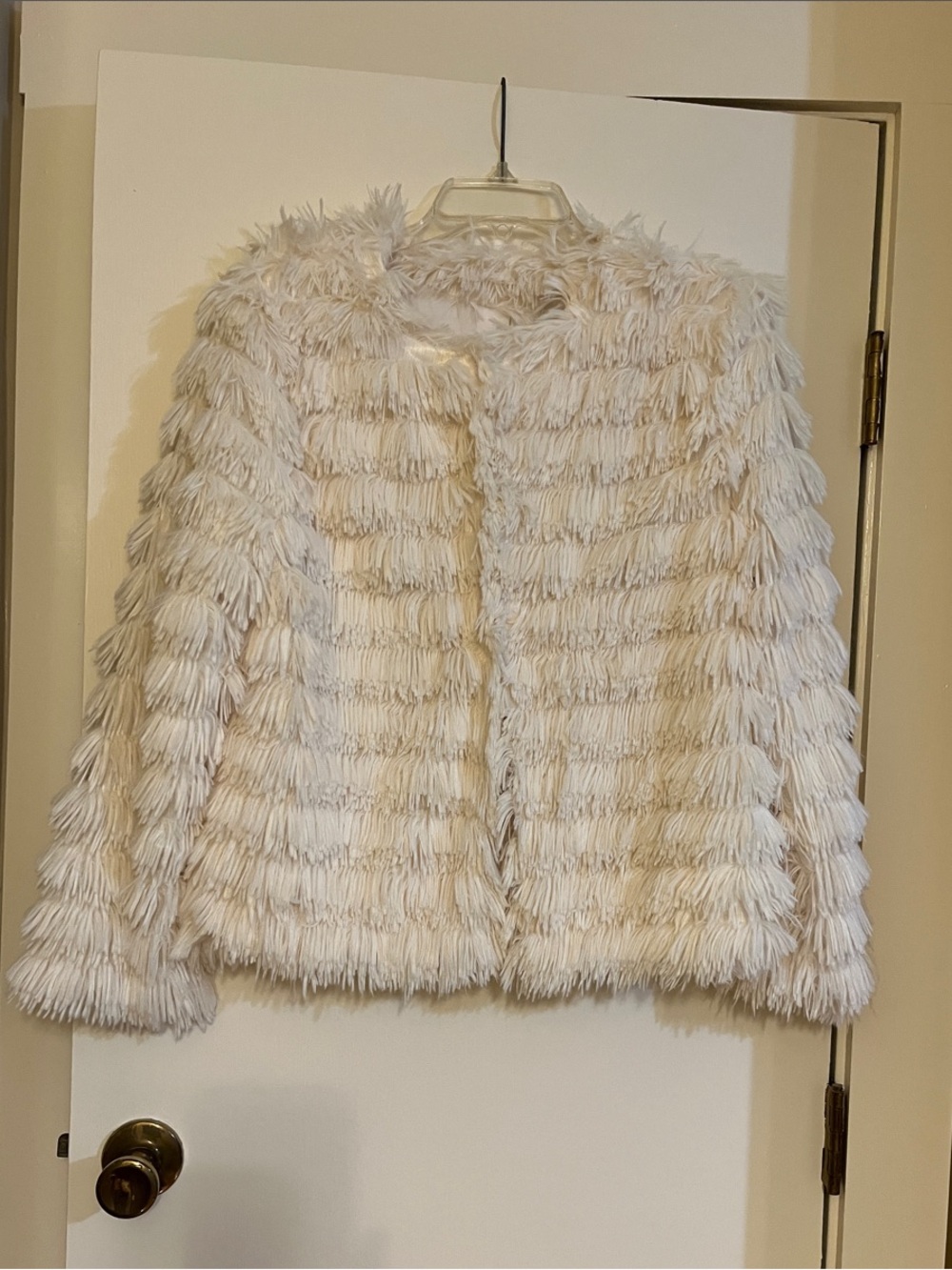 She + Sky Cream Faux Fur Fringe Jacket